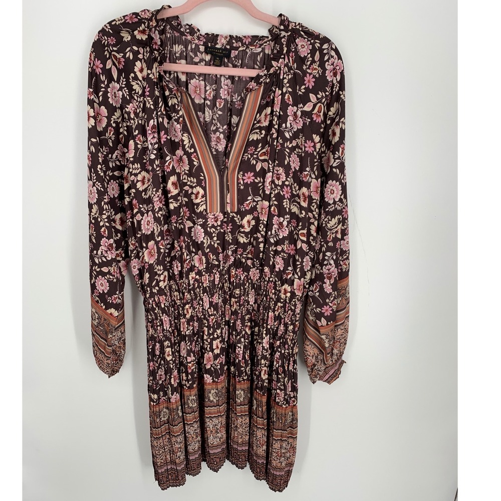 Current Air Los Angeles XL Floral Boho Peasant Dress Smocked Waist